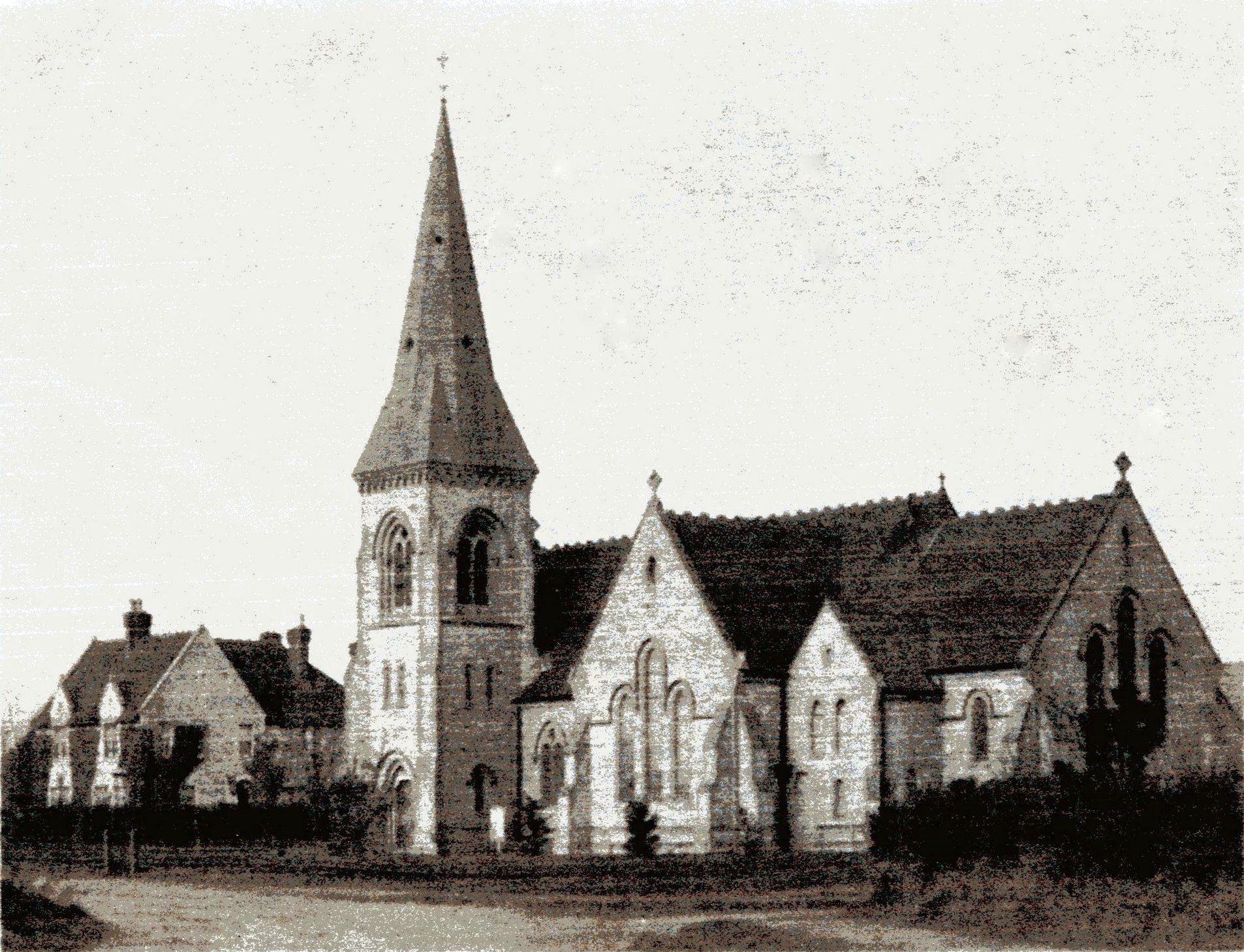 St Johns built 1875  showing Vicarage built in 1882