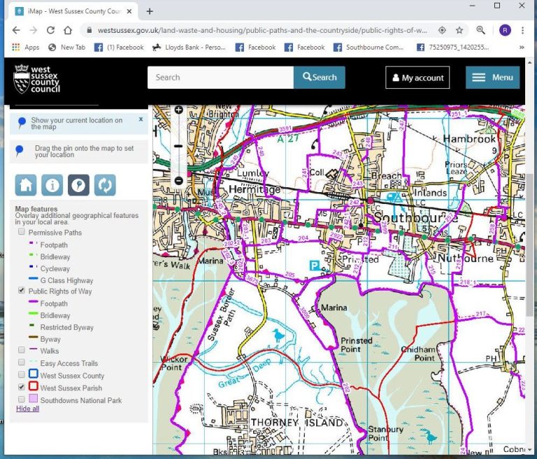Footpath Map - Southbourne, West Sussex | Pictorial History